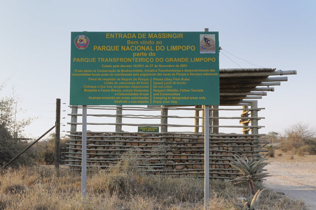 Massingir entrance to Limpopo Transfrontier Park