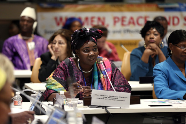 Scenes from the event - "Women Peace and Security in Mali  - supporting women’s role and effective participation In the implementation of the Malian peace accords."  The event was  organized by the Government of Mali with support from UN Women Mali Country Office and held at United Nations Headquarters on 22 October, 2015. Speakers included:  UN Women Deputy Executive Director Yannick Glenmarec;  Saran Keita, Edmund Mulet, Assistant Secretary General United Nations Department of Peacekeeping Operations; Marie Noelle Vaeza, Head of Programme, UN Women; Margot Wallstrom, Minister Foreign Affairs, Sweden; Sangare Oumou, Minister of Gender Affairs of Mail Photo: UN Women/Ryan Brown
