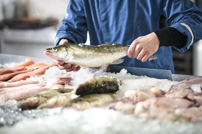 Fishmonger selling fish