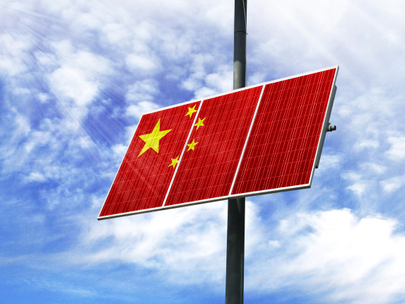 solar panel with Chinese flag