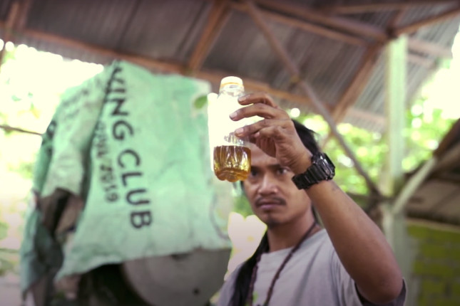 person testing water