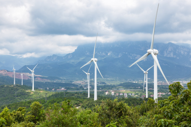 Wind,Farm,At,The,Foot,Of,Lushan,Mountain,,China