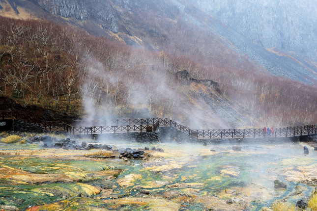 Water,Vapor,Rising,From,A,Hot,Spring,Under,Jangbaek,Falls