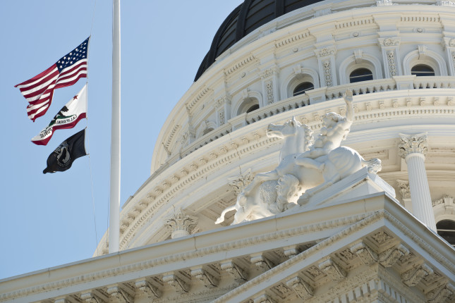 California,State,Capitol,Building,Flags