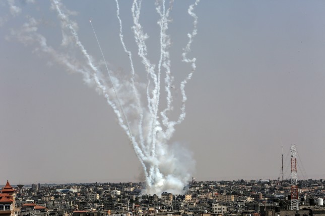 Rockets,Are,Launched,From,The,Gaza,Strip,Towards,Israel,,In